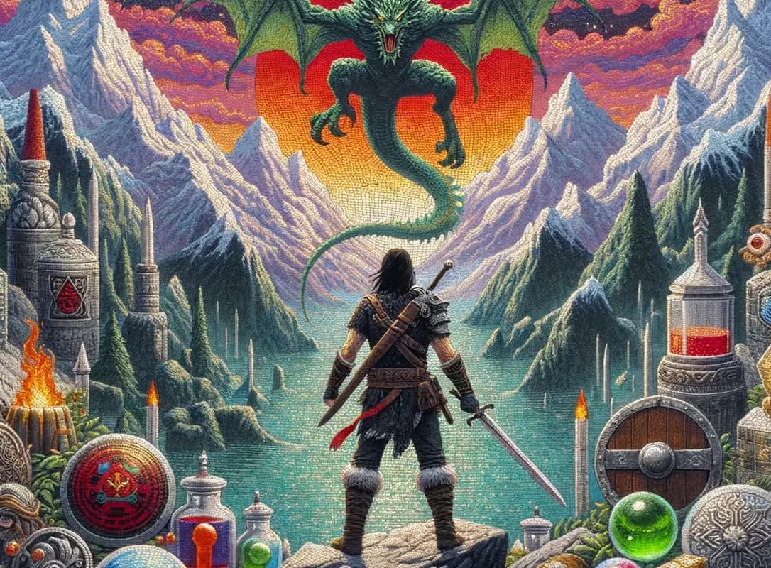 Decorative box art of an imaginary RPG game